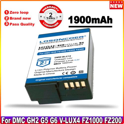 1900mAh DMW-BLC12 BLC12E BLC12 BP DC12 DC12U BP-DC12 Battery For Panasonic DMC GH2 G5 G6 G7 V-LUX4 DMC-GH2 FZ1000 FZ200 FZ300