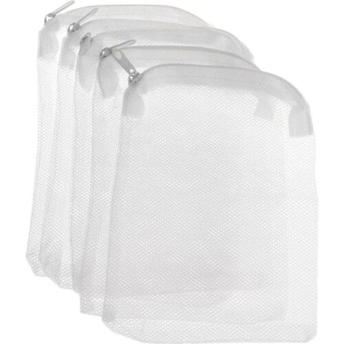 69HC 5 Pcs/Set Aquarium Filter Bag Fish Tank Mesh Bag Zipper Net Pond For Bio Ball Active Carbon Isolation Storage 5 Sizes