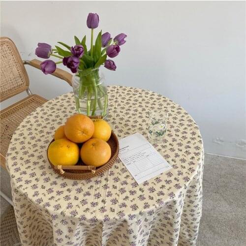 Floral Linen Tablecloth Modern Korean Pattern Home Tablecloths Decorative Tea Restaurant Table Cover Shooting Background