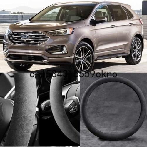 For Ford Edge 2010-21 Black Alcantara Suede Car Steering Wheel Cover Car Accessories