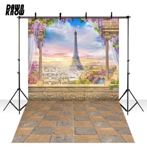 DAWNKNOW Tower Scenic Photography Background Backdrop Brick Ground Children Photocall For Wedding Photo Studio Props GY175