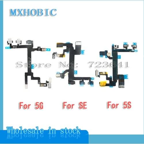 5pcs/lot NEW Power Flex Cable For iPhone 5 5S SE 5SE with Metal Bracket Button On Off Switch Mute Volume Flex Replacement Part