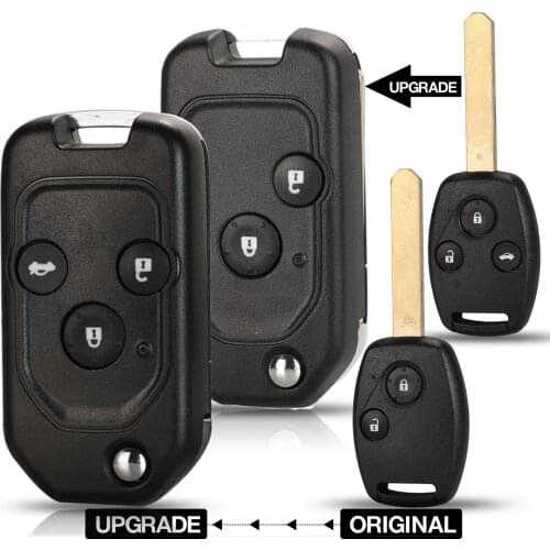 Jingyuqin Modified Remote 2/3Button Flip Car Key Shell Case For Honda fit Accord Civic 2006-2011 CRV 2018 Pilot with Button Pad