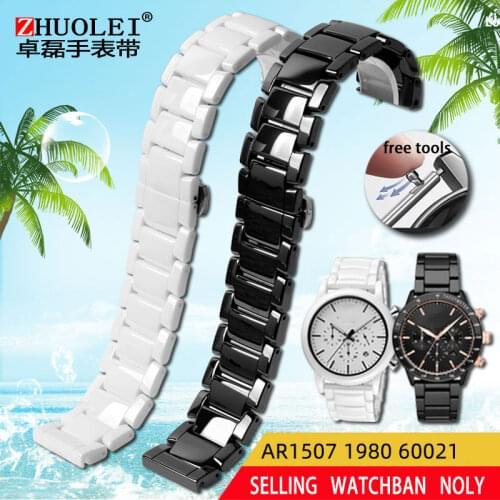 Ceramic watch strap for black ceramic watchband ar1507 1508 1509 2447 2432 2433, male 22m watch band With butterfly button