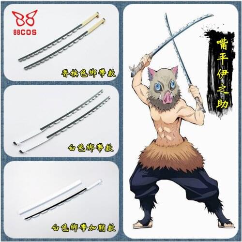 Anime Demon Slayer: Kimetsu No Yaiba Hashibira Inosuke Weapon Cosplay Props Japanese Katana Halloween Stage Performance Props