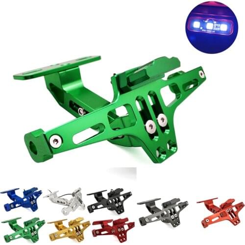 Motorcycle Adjustable Angle License Plate Holder Bracket CNC Aluminum For Kawasaki Z750 W800 Ninja GPZ500 EX500 650R ER6 F N H2R