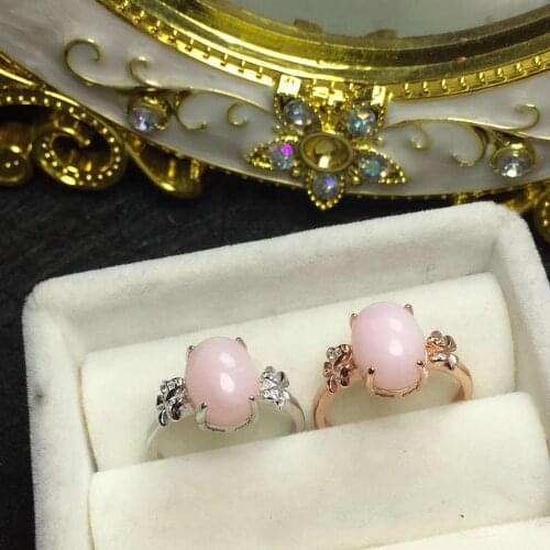 Best Gift Natural and Real Pink Opal Ring Wedding Engagement Rings for Women 925 sterling silver Ring