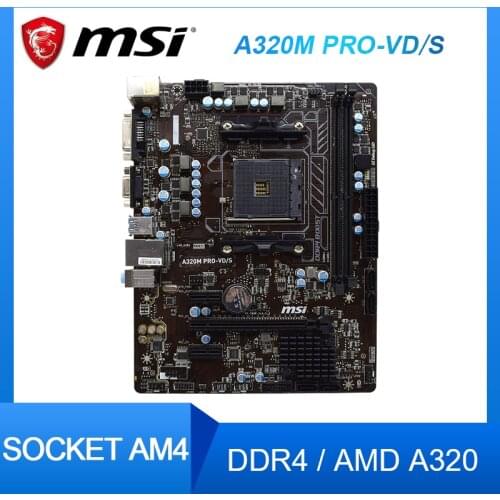 MSI A320M PRO-VD/S Motherboard DDR4 32GB Socket AM4 PCI-E 3.0 SATA III USB3.1 Micro ATX Intel used Motherboard