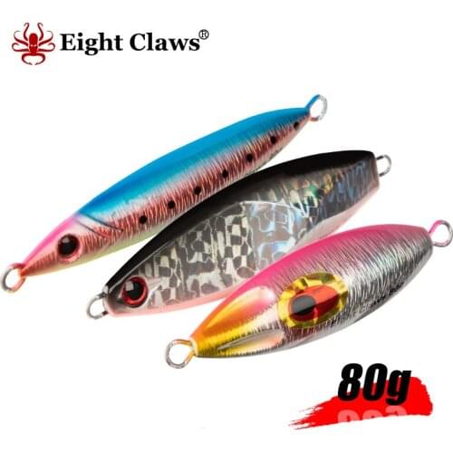 EIGHT CLAWS Mixed Styles 80g Slow Jigging Metal Fishing Lure Jig Bait Glow Metal Jigs Fishing Wobbler Japan Jigging Swimbait