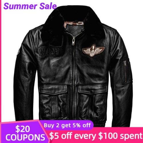 2021 Black Genuine Leather Jacket Men Military Style Plus Size 5XL Real Natural Cowhide Autumn Slim Fit Warm Aviation Coat