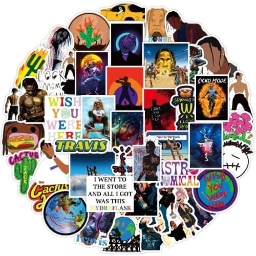 10/30/50pcs Rapper Travis Scott Stickers Graffiti Luggage Phone Guitar Skateboard Laptop Fridge Waterproof DIY Sticker Kids Toy