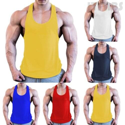 New Fitness Clothing Men Pure Color Sleeveless Gym Stringer Tank Top Bodybuilding Vest Top Male Sportwear Undershirt Casual vest