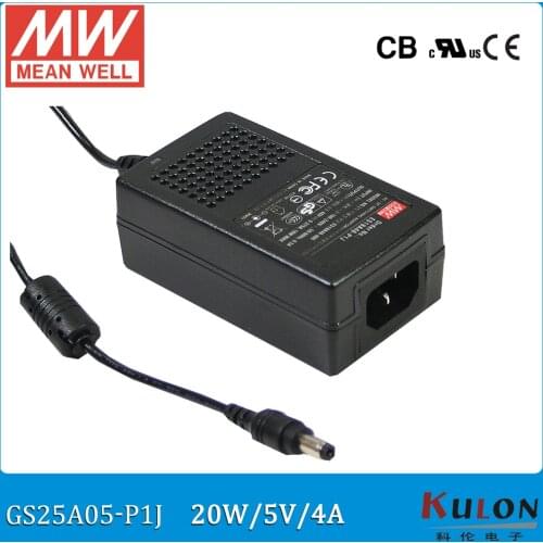 Original Meanwell GS25A05-P1J ac/dc industrial desktop adaptor 5V 4A 20W Output Interface 5.5*2.1mm power supply