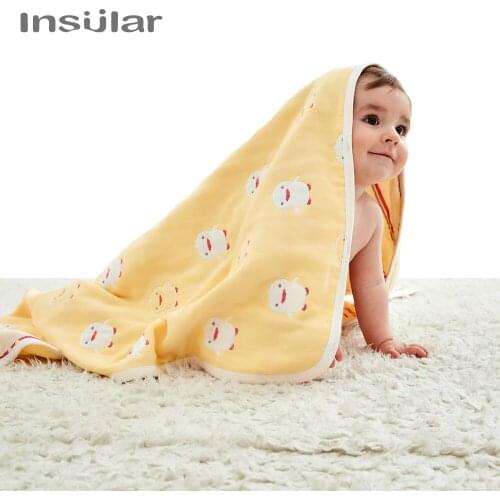 Insular Baby Blanket 110 CM Muslin Cotton 6 Layers Thick Newborn Swaddling Spring Autumn Baby Swaddle Bedding Receiving Blankets