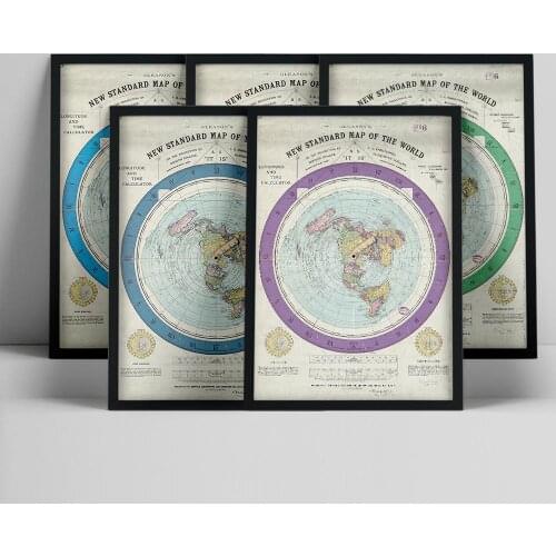 1892 Flat Earth Map Posters And Prints Canvas Painting Wall Pictures For Living Room Abstract Art Decorative Home Decor Plakat