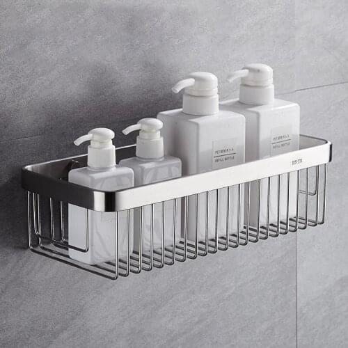 Punch-free Bathroom Shelf 304 Stainless Steel Shower Gel Shampoo Storage Shelf Wall-Mounted Bathroom And Kitchen Supplies Rack