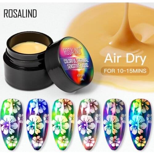 ROSALIND Thermal Sensitive Colorful Varnishes 2ml Gel Nail Art Design Air Dry Color Changing Lacquer Painting Gel Semi Permanent