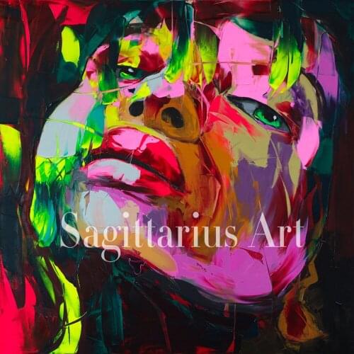Hand Painted Palette knife portrait Cool Face Art Untitled 49 Francoise Nielly Designer Oil painting canvas Wall Art Living Room