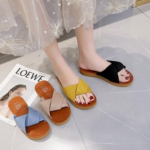Slippers for womens outer wear, summer new style all-match beef tendon soft bottom sandals beach shoes