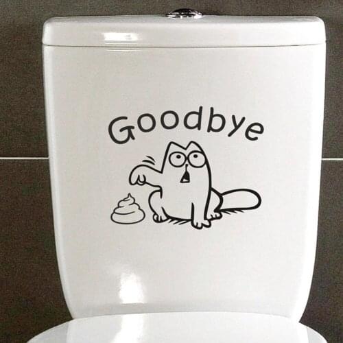 Funny Cartoon Goodbye Bathroom Toilet Stickers Removable Vinyl Waterproof Wallpaper Mural Adesivo de parede Vinilos Paredes D882