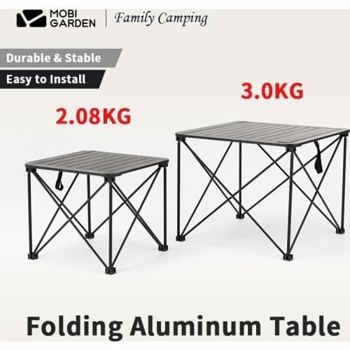 MOBI GARDEN Outdoor Camping Folding Table Ultralight Aluminum Alloy Picnic Table 22KG Bearing Weight Hiking Barbecue 2 Sizes