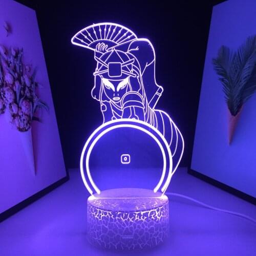 Shield Female Warrior 3D LED Lamp White Base Visual Illusion Home Decoration for Couple Childrens Festival Birthday Gifts
