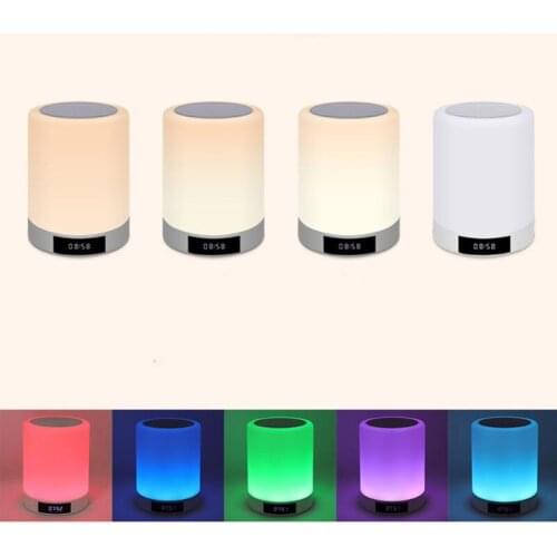 LED Colorful Lights three Brightness Alarm Clock Bluetooth Wireless Speaker Creative Night Lamp Support Bluetooth, TF card