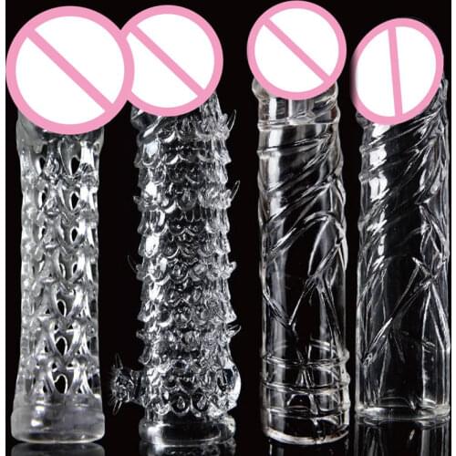 Reusable Delay condom Impotence contraceptive bold Textured extension sleeve Sex products men toys extend dildo Sleeve cock ring
