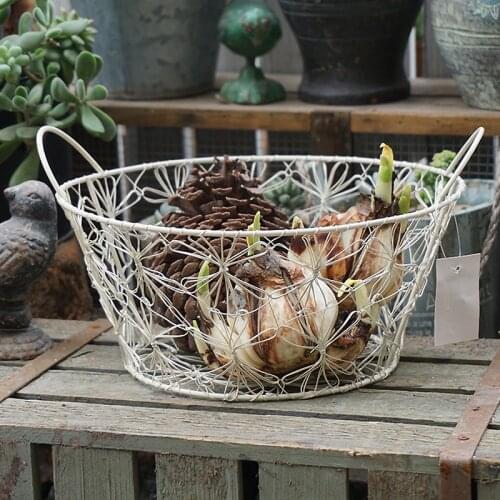 Handcrafted vintage retro metal wire basket home storage