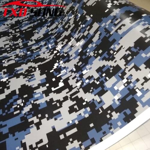 Premium Black blue white Camo Vinyl Car Wrap Film Camouflage Vinyl Wrapping Car Sticker Console Cover Scooter Motorcycle