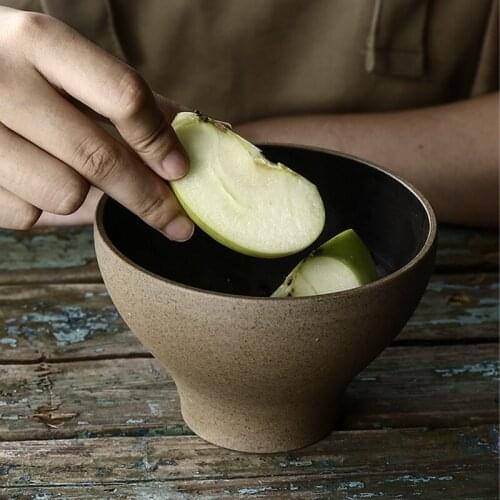 Japanese retro tableware stoneware rice bowl household soup bowl nostalgic personality porridge bowl old-fashioned bowl