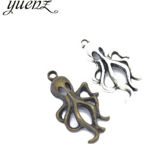 YuenZ 10 pcs 2 color Antique Silver color squid Charms Zinc Alloy necklace,earring bracelet jewelry DIY handmade 30*16mm D760