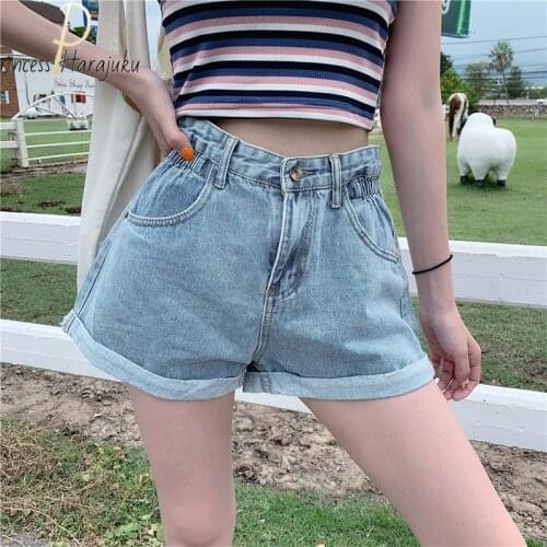 Fashion All New 2021 Match Sashes Casual Summer Women Denim Shorts Crimping High Waist Slim Jeans Shorts Chic Hot Ladies Bottom