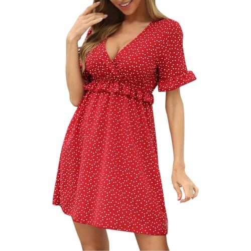 Womens dress harajuku short sleeve Fashion Casual Loose Love Printed V-Neck Short Sleeve Dress dresses for women casual