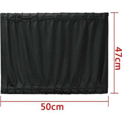 1Pair 50x47cm Plastic Rail Car Curtain Black Pure Cloth Without Elastic Band, Sun Shade Protects Privacy