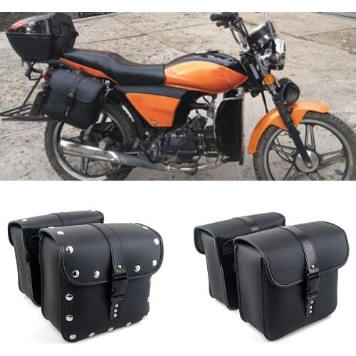 1 Pair Black Motorcycle Saddlebags Saddle bags Panniers Side Bags for Sportster Softail Dyna Road King PU Leather Universal