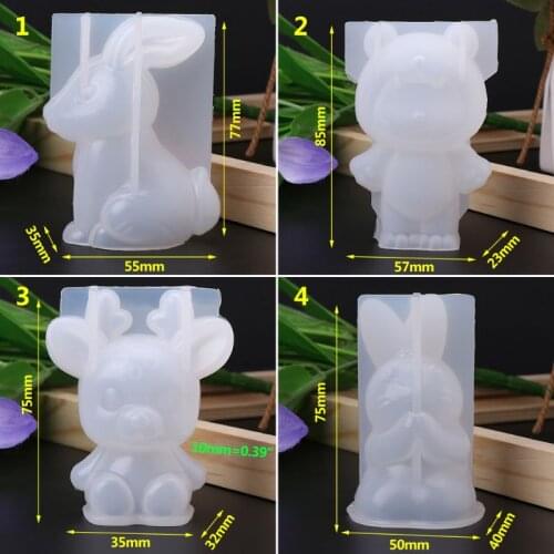 1 Pc Silicone Mold 3D Animal Cute Rabbit Deer Christmas Gifts DIY Jewelry Pendant Tools Cake Fondant Chocolate Decor Crafts
