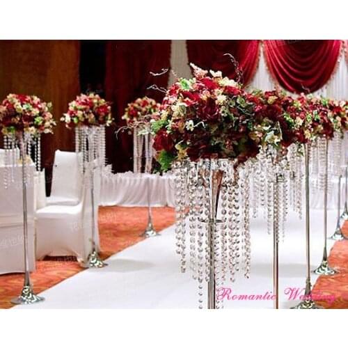 10PCS/lot Gorgeous Wedding Trumpet Flower Stand Acrylic Pendant Lead Road for Wedding party event home Usage--47.2'' tall