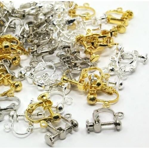 100pc 17x13.5x5mm Mixed Color Brass Screw Clip Earrings Converter for non-pierced Ear For DIY Jewelry Making Handicrafts Earring