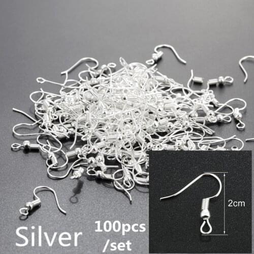 100pcs/lot 20mm DIY Earrings Clasps Hooks Fittings Ear Hook Earwire Earring Findings For Jewelry Making Accessories Wholesale