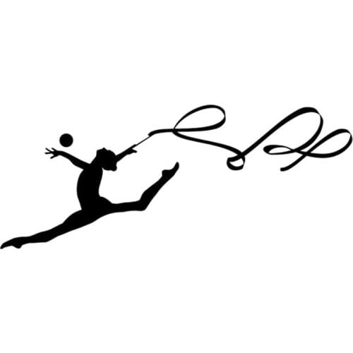 18.1CM*7.2CM Creative Gymnastics Ribbon Sport Beautiful Women Vinyl Car Stickers S9-0473