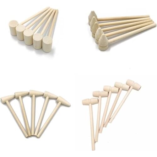 20pc Mini Wooden Hammer Toy Pounder Replacement Wood Mallets Leather Crafts Jewelry Crafts Making Tools