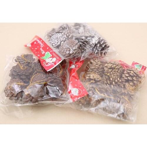 24 Packs/lot Christmas Decoration Wooden Pendant Pinecone with White DIY Pine Cone Manual Material Free Shipping