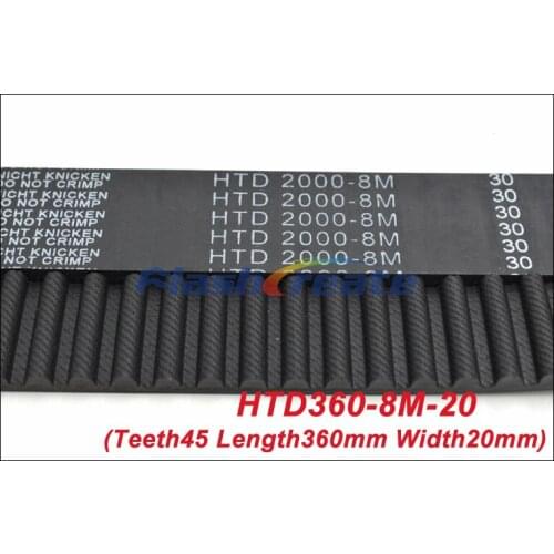 5pcs HTD8M Belt 360 8M 20 Teeth=45 Length=360mm Width=20mm 8M Timing Belt Rubber Closed-Loop Belt 360-8M S8M Timing Pulley