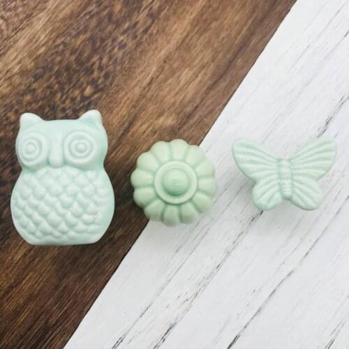 6x Cute Ceramic Pumpkin Owl Drawer Knobs Single Hole Door Handle for Furniture Drawer Kitchen Cupboard Cabinet Drawer Pull Knobs