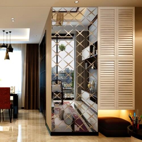 Diamond Pattern Acrylic 3D Mirror Wall Stickers Living Room Decor DIY Mural Decals Big Custom Size Sticker For Wall