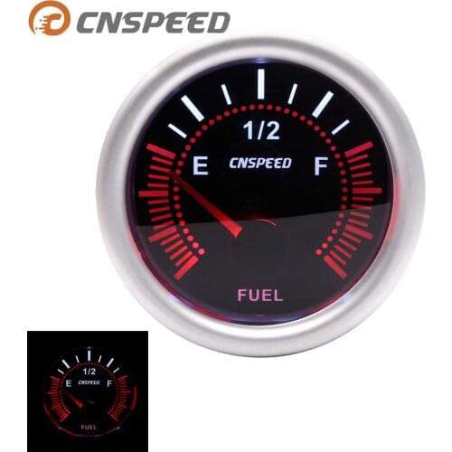CNSPEED 12V Car Auto Fuel Level Gauge E-1/2-F Pointer 2"52mm Universal White LED Smoke Meter With Fuel Sensor Oil float YC101317