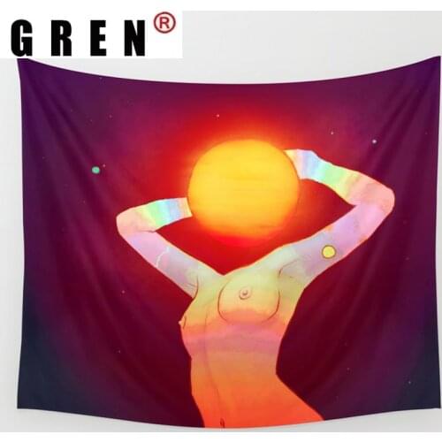 GREN Sun Moon Bohemian Tapestry Wall Hanging Covering Rugs Background Cloth Beach Mat Blanket Art Bedroom Living Home Decor
