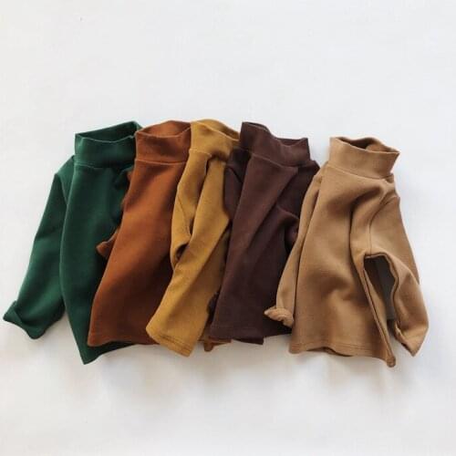 Childrens Clothes Winter New Toddler Kids Turtleneck Bottoming Shirt Korean Solid Cotton Soft Boys Girls Tshirt Baby Warm Shirt