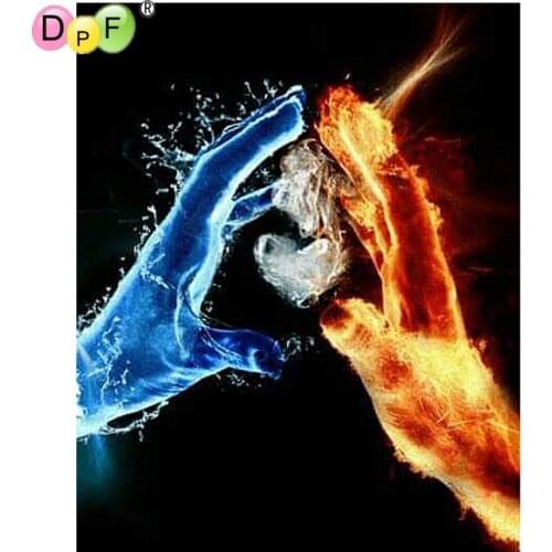 DPF diamond embroidery Fire and water blending diamond painting cross stitch needlework diamond mosaic kit square home decor